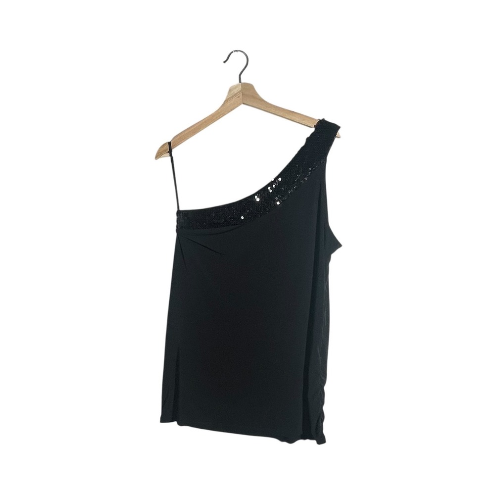 Lane Bryant One Shoulder Top Black Sequin Embellished Party Cocktail‎